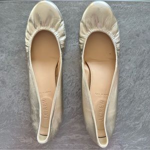 J Crew Gold Leather Ballet flats